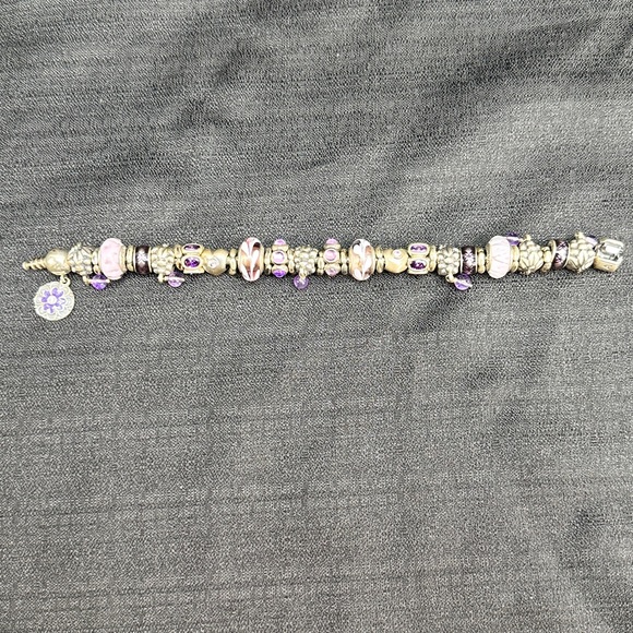 Rare Pandora Loaded 33 Bead Charm Swirl CZ 925 Sterling Silver Bracelet - Picture 5 of 9